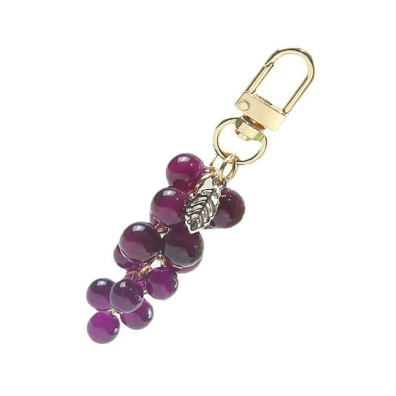 Crystal Grape Charm Keychain Sweet Simulated Fruit Keyring Pendant Bag Charm