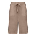thumbnail image 3 of JJHGVB Women Bermuda Shorts Wide Leg Summer Trendy Lightweight Comfortable Pants Lounge Shorts Flowy Shorts Gauze Shorts Lightweight Summer Shorts Elastic Wais with Pockets Women's Shorts Khaki L, 3 of 9