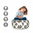 thumbnail image 2 of Cartoon Storage Toy Bag Chair, Xray Part of an Abstract Skeleton Image in Repetitive Grunge Pattern, Stuffed Animal Organizer Washable Bag, Large Size, Ivory and Charcoal Grey, by Ambesonne, 2 of 3