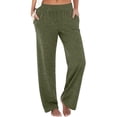 thumbnail image 2 of ClodeEU Womens Mid Waist Sweatpants , Elastic Waist Wide Leg Pant with Pockets,Casual Loose Trousers Army Green,Womens Plus XXL, 2 of 5