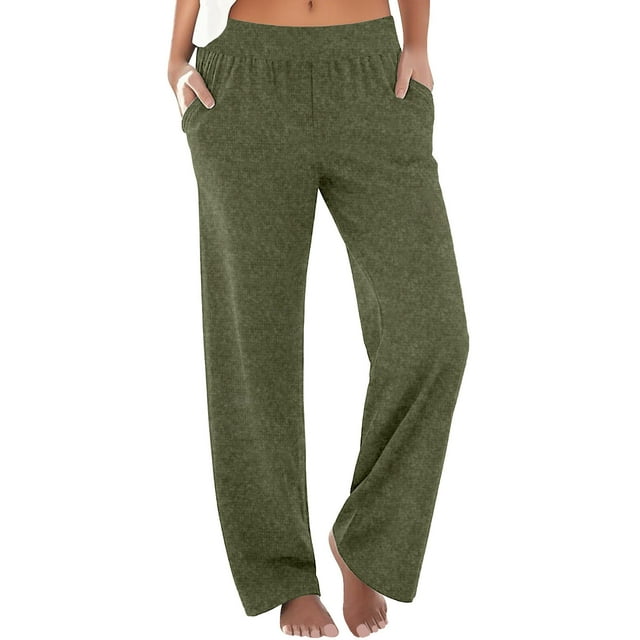 Dagugfen Pantalon de Sarrau pour Femmes Taille Extensible Froncé Jambe Droite Confortable Décontracté Pantalon de Voyage Tenues d'Automne