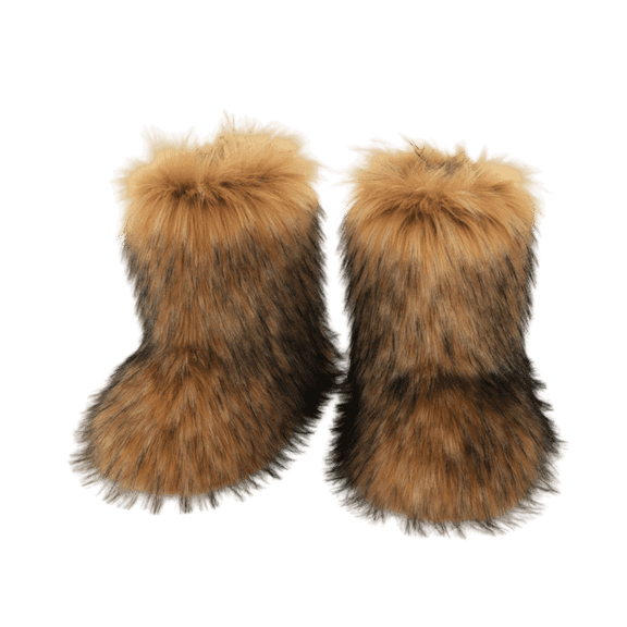 Women's Faux fur Boot Furry Fluffy Short Snow Boot Mid-Calf Boots Warm Comfortable Outdoor Flat Shoes