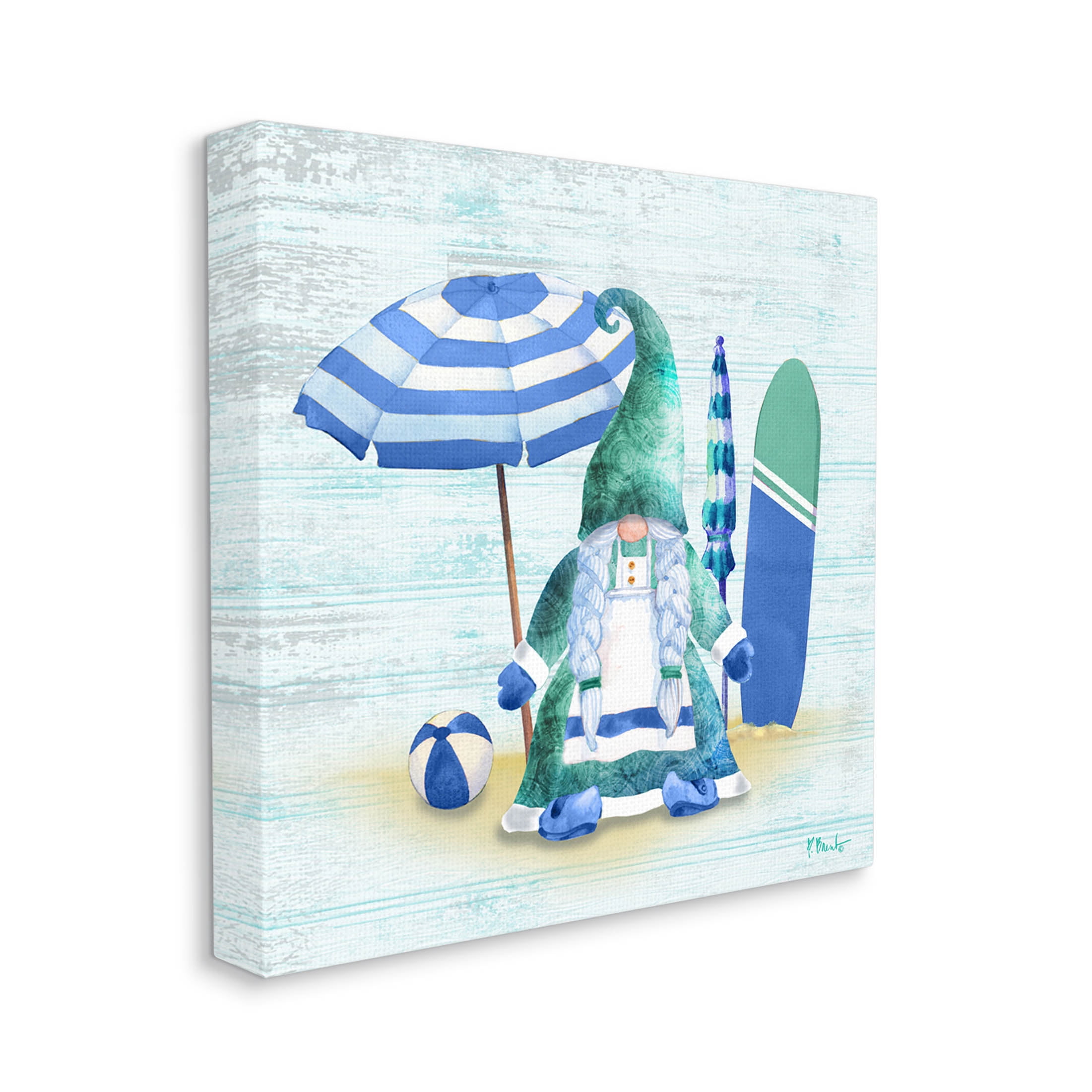 Stupell Industries Coastal Gnome Braided Summer Surfer Graphic Art Gallery Wrapped Canvas Print Wall Art, Design by Paul Brent