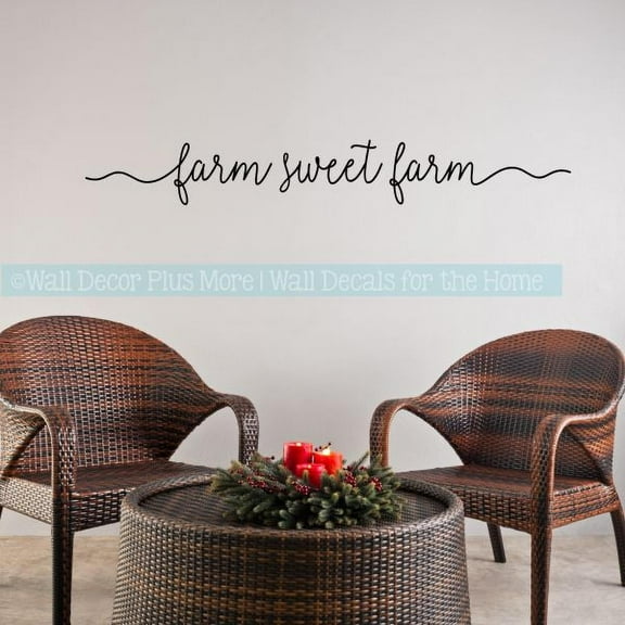 Farm Sweet Farm Cursive Words Wall Decal Farmhouse Decor Kitchen Art Stickers 36x5-Inch Black