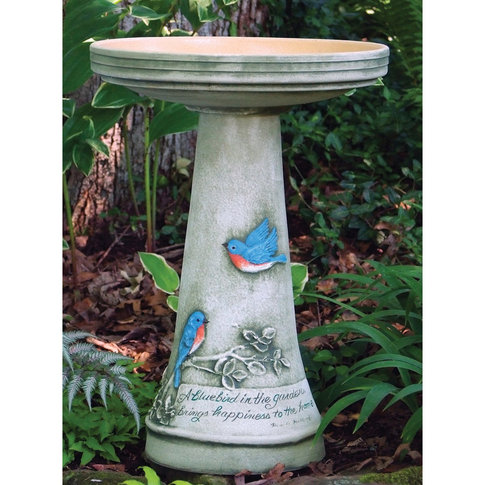 Outdoor Ceramic Bird Bath Garden Pedestal Birdbath Stone Bowl Patio Details