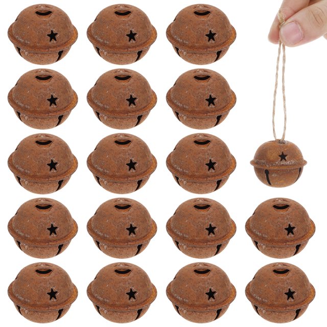 GOOHOCHY 24 campanas navideñas de metal oxidado, decorativas para árbol de Navidad (40 mm)
