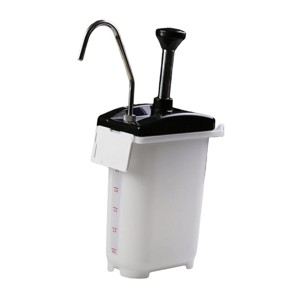 Dispensador de salsa con bomba de 2,5 L, botella con bomba para condimentos, herramienta manual para dispensar condimentos. blanco