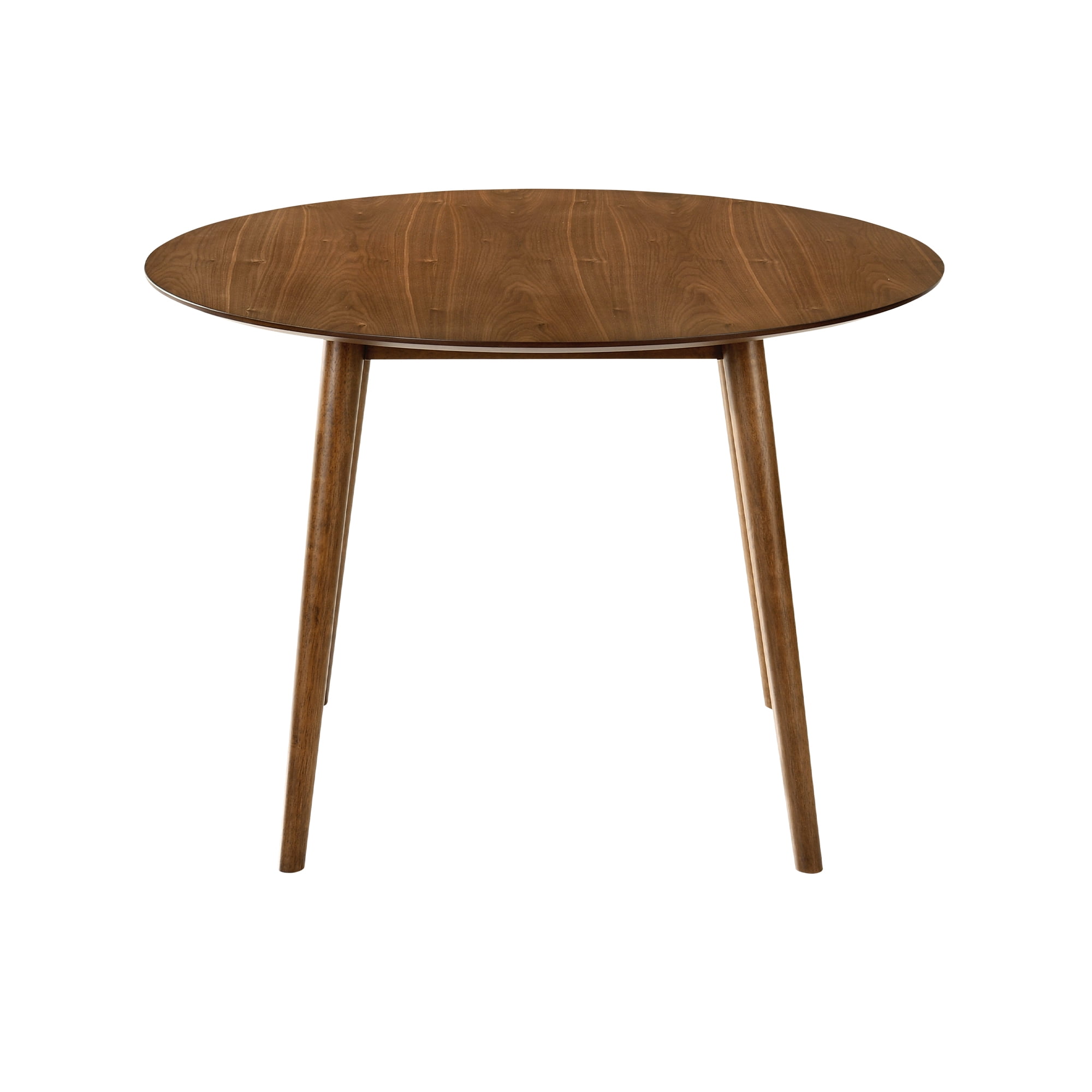 Arcadia and Renzo 42" Round Blue and Walnut Wood 5 Piece Dining Set