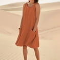 thumbnail image 4 of WQQZJJ Women's Summer Casual Dresses Cotton Linen Crew Neck Sleeveless Tank Dress Loose Sundress with Pocket, 4 of 9