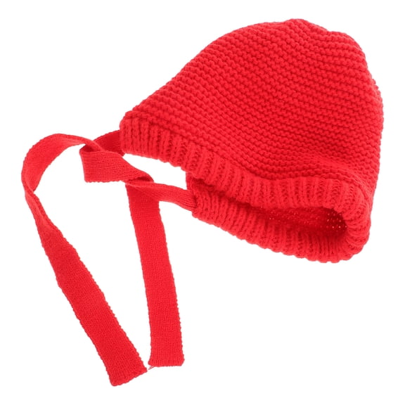 HONMEET Red Knit Beanie for Women, Windproof and Warm Fleece Lined Hat with Cozy Ear , Winter Outdoor Cold Weather Cap