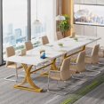 thumbnail image 4 of Tribesigns 5FT Conference Table for 4 to 6, 63" W x 31.5" D Modern Meeting Table with Faux Marble Tabletop, Business Seminar Tables for Home Office (White & Gold ), 4 of 5