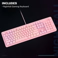 thumbnail image 2 of JLab Nightfall Wired Gaming Keyboard, RGB, Media Dial, Anti-Ghost, Full-Size, Pink, 2 of 10