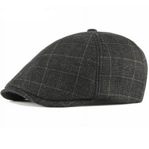 SikaFu Beret Cap Thick Warm Winter Hat Caps for Men Vintage Plaid Octagonal Newsboy Cap Men Wool Berets Male Cabbie Ivy Flat Cap