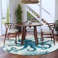 thumbnail image 4 of Round Area Rug 5ft,Summer Ocean Blue Octopus Starfish Coral Washable Carpet Non-Slip Runner Accent Rugs Indoor Floor Mat for Bedroom Living Room Decor,Nautical Animal, 4 of 9