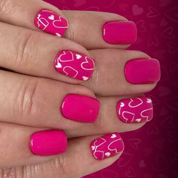 Zeiwohndc 24Pc Short Length Glitters Fake Nail Press On Nail Valentines Decorations