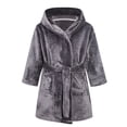 thumbnail image 3 of LYMAYTER Flannel Hooded Bathrobe for Toddler Boys Solid Color Soft Warm Robe Casual Home Wear Robe for 2-12Y Kids, 3 of 10