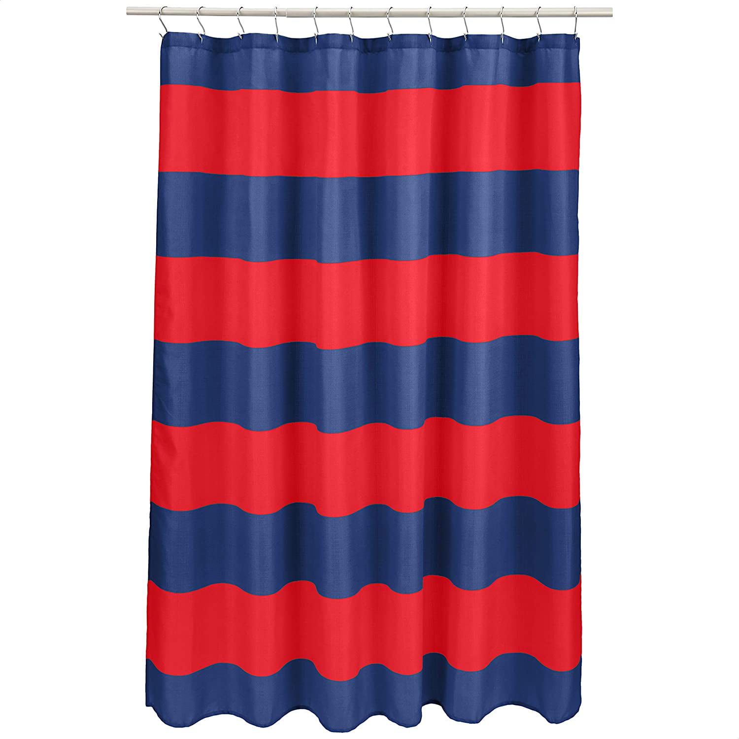 Basics Kids Bathroom Shower Curtain Pink/Magenta Rugby Stripe 72 Inch