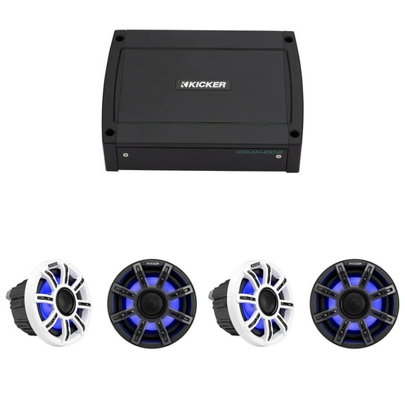 Kicker Premium Marine (2 Pair ) 6.5" Speaker and Amplifier bundle  ( 51MSC65 & 48KXMA4002 )
