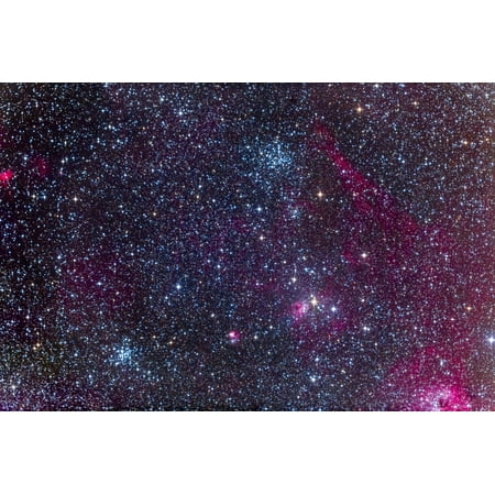 - The Pinwheel Cluster and Starfish Cluster in the constellation Auriga Poster Print
