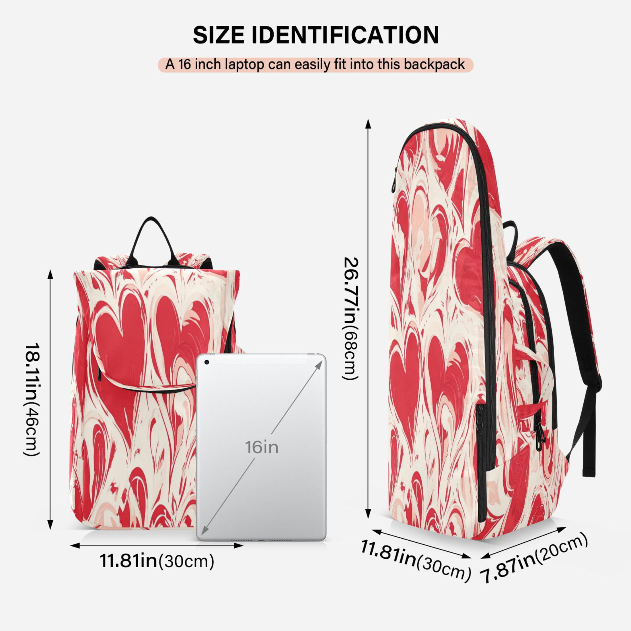 2 Racquet Holder Tennis Backpack Tennis Racket Covers Gym Bags Abstract Red Hearts