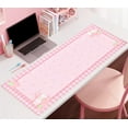 thumbnail image 6 of Cute Pink Plaid Desk Mats Strawberry Milk Gaming Desk Pad, Kawaii Extended Mouse Pad Kawaii Large Keyboard Mats XXL, Laptop Mat for Desk, Desktop Mat Mousepad Office Decor for Women 31.5"x15.75", 6 of 6