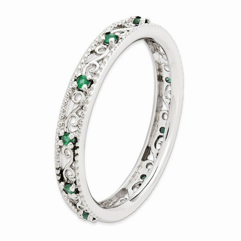 Sterling Silver Stackable Expressions Created Emerald Filigree Ring Sterling Silver Stackable Expressions Created Emerald Filigree Ring