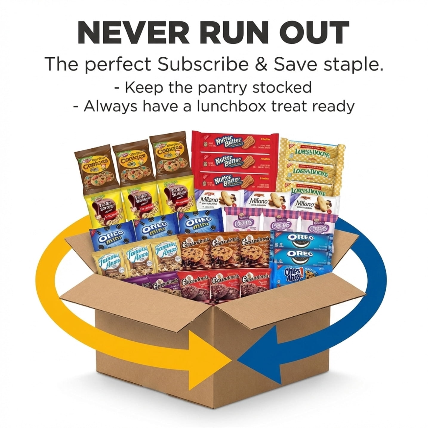 One Stop Cookies Individually Wrapped Variety Pack - Cookies Bulk Assortment Top Package Sampler (45 Count)