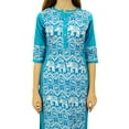 thumbnail image 1 of Phagun Kurta Droite Bleue de Designer pour Femme, Manches 3/4, Kurti Décontractée Imprimée-20, 1 of 2