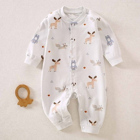 IFNND Newborn Infant Unisex Baby Boy Girl Casual Cotton Long Sleeve Crewneck Pullover Shirts Tops Bodysuit One Piece Jumpsuit Outfits Clothes