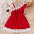 thumbnail image 3 of Vedolay Young Girls Dress Girls' Summer Floral Dress Kids Puff Sleeve Square Neck Smocked Flowy Sun Dresses,Red 6-7 Years, 3 of 5