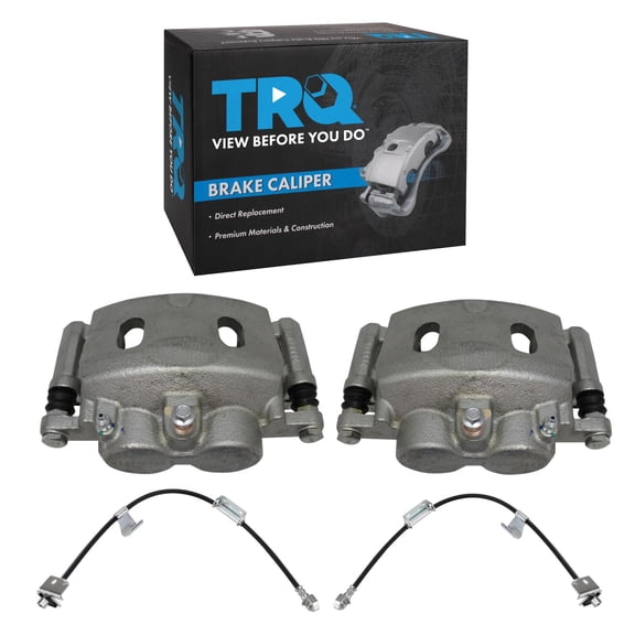 TRQ Front Brake Caliper Set Brake Hose Compatible with 2005-2007 Chevrolet Silverado 1500 2007 Silverado 1500 Classic 2005-2006 GMC Sierra 1500