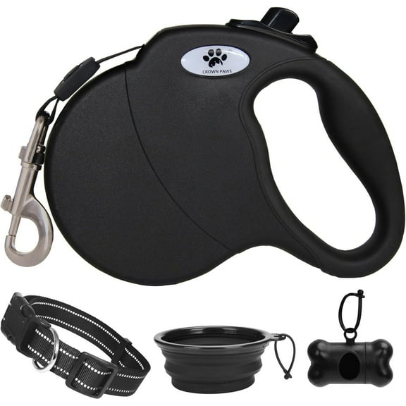 WuPing Retractable Dog Leash 16.4 ft - Heavy Duty Retractable Pet Leash with Anti-Slip Soft Grip for Large Dogs up to 110 lbs, 360° Tangle Free, Black