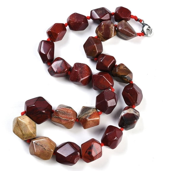 Natural Red Rainbow Jasper Nuggets Beaded Necklaces for Women Men 20.08~21.26 inch(51~54cm)
