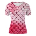 thumbnail image 5 of Trendfront Womens Summer V Neck Short Sleeve Tops Oversized Loose Fit Scale Tees Digital Graphic Printed Fashion T-Shirts, 5 of 5
