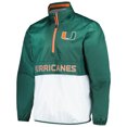 thumbnail image 2 of Men's G-III Sports by Carl Banks Green Miami Hurricanes Cornerman-Half-Zip Top, 2 of 3