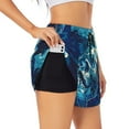 thumbnail image 1 of Balery Abstract Blue Skull Pantalones cortos deportivos para mujer con forro y dos bolsillos, elásticos, para entrenamiento, gimnasio, yoga-Small, 1 of 7