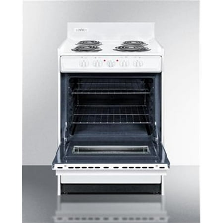 Summit WEM630KW 24 in. Wide Coil Top Electric Range with Storage Compartment & Oven