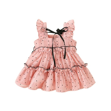 

Wassery Toddler Baby Girls Summer Dresses 9 12 18 24 Infant Girls Sleeveless Bow Front Dots Print Tiered Tank Dresses