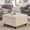 Beige-Linen, variant on Square Storage Ottoman Coffee Table, Large Upholstered Ottoman with Hidden Storage, Button Tufted Bench with Nailhead Trim & Wooden Legs,Beige