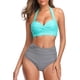 thumbnail image 1 of Traje de baño de bikini vintage para mujer, conjunto de dos piezas de cintura alta con volantes y pantalones de bikini con volantes y cordones, en combinación con traje de baño 3/4, 1 of 6