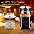 thumbnail image 2 of YMMIND Cafetera de prensa francesa Prensa de café de acero inoxidable 304 de 34 oz, con sistema de 4 filtros, vidrio de prensa francesa de borosilicato de espesor resistente al calor, émbolo de café d, 2 of 5