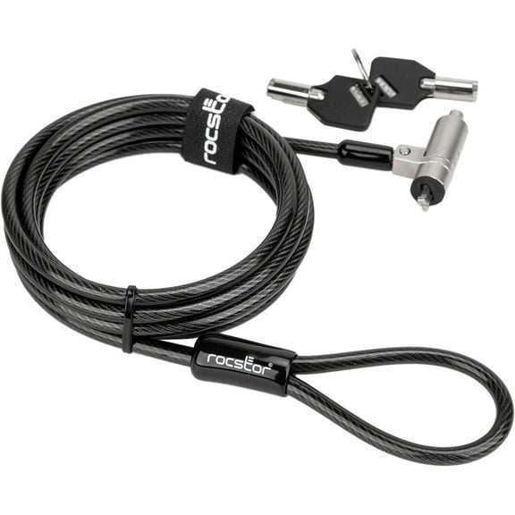 Rocstor Rocbolt MW17 Security Cable Lock (w/ 2 Keys) for Wedge Shaped (Dell&...) Slots - 6ft