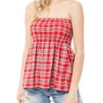 thumbnail image 5 of MixMatchy Women's Plaid Strapless Modal Smocked Tube Top, 5 of 6