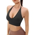 thumbnail image 2 of Deago Halter Bra for Women Longline Yoga Sports Bra Wireless Seamless Padded Backless Bralette with Adjustable Strap (Black, M), 2 of 9
