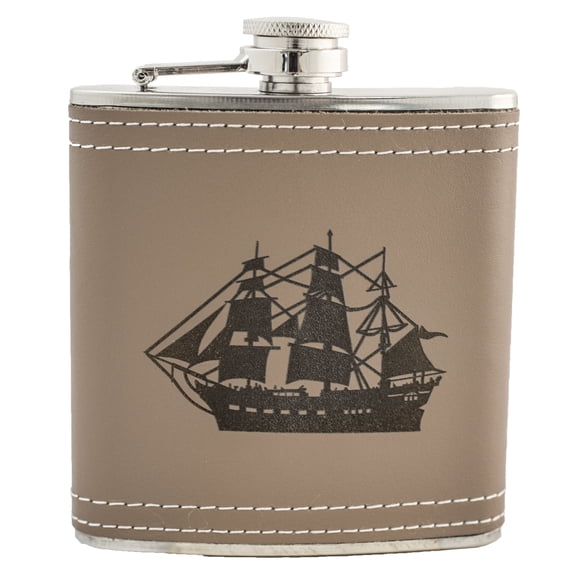 6oz Ship Leather Flask KLB L1
