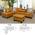 thumbnail image 3 of Ainehome Furniture Faux Leather Sectional Sofa, L-Shaped Living Room Couch Set (Ginger), 3 of 6