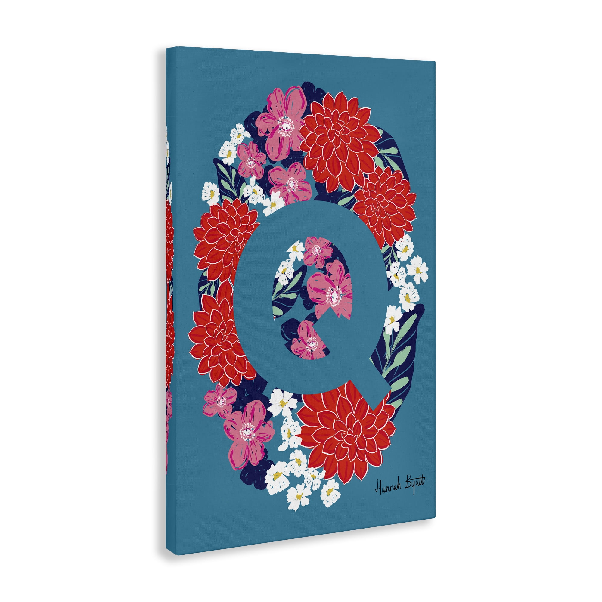 Stupell Industries Floral Bloom Letter Q Botanical & Floral Painting Gallery Wrapped Canvas Art Print Wall Art, 30 x 45