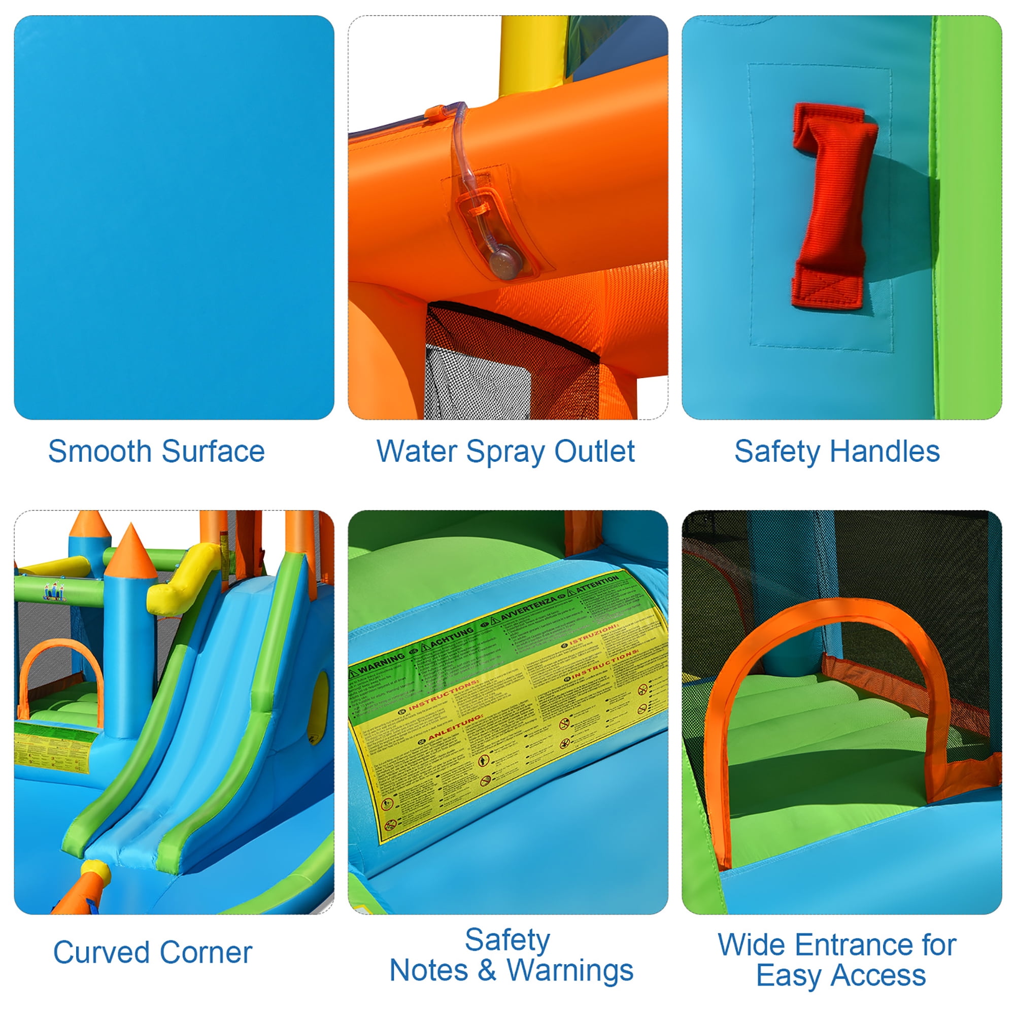 Costway Bountech Inflatable Water Slide Kids Bounce House Splash Pool without Blower for Toddler, Bouncy Water Park