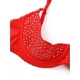 thumbnail image 5 of iiniim Women's Underwire Shelf Bra Sparkle Rhinestone Push Up Padded Balconette Bra Tops Red XL, 5 of 5