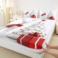 thumbnail image 3 of Manfei Cute Safari Deer Bed Sheets,Chic Christmas Tree King Sheets,Red White Sheet Set For Girls Kids,Luxury Bedroom Decor,4pcs, 3 of 7